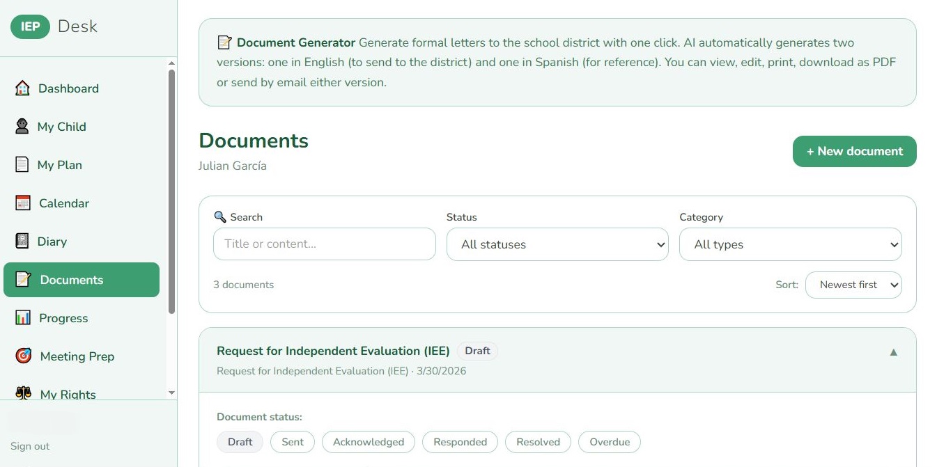 IEP Desk Document Generator